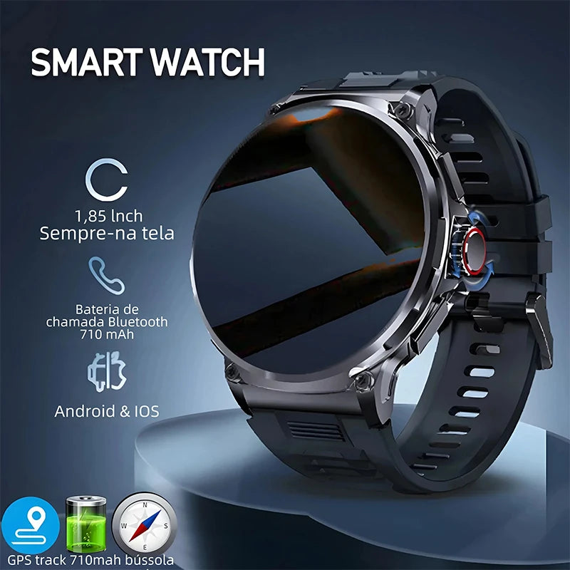 2025 Military 1.85-inch Ultra HD Smart Healthy watch GPS Bluetooth Call 710Mah Battery Sports Fitness smartwatch For IOS Android