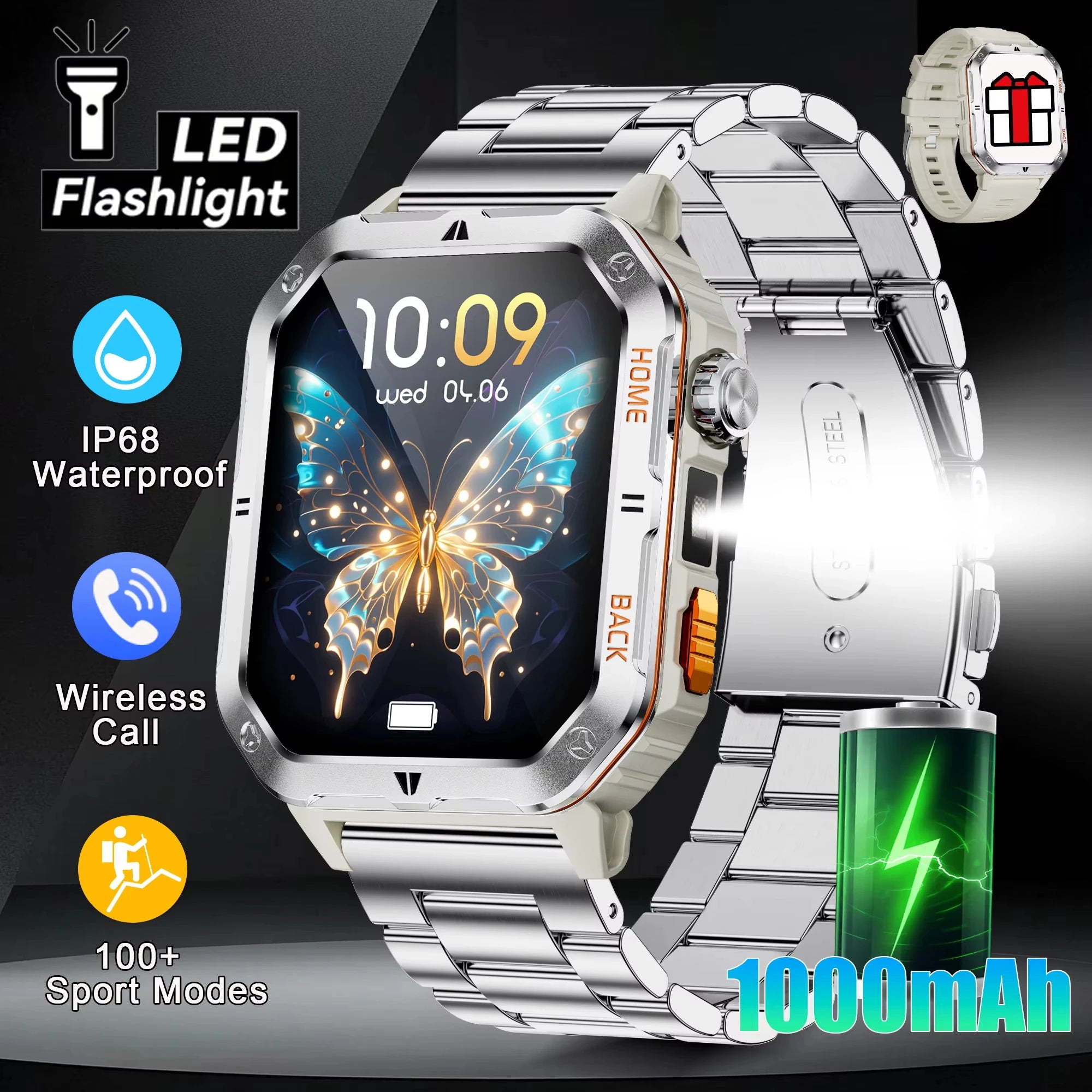 BOALZETD New 1000mAh Battery Voice Assistant SmartWatch For Xiaomi Men GPS Sports swim 3ATM BT Call Health monitor Smartwatch