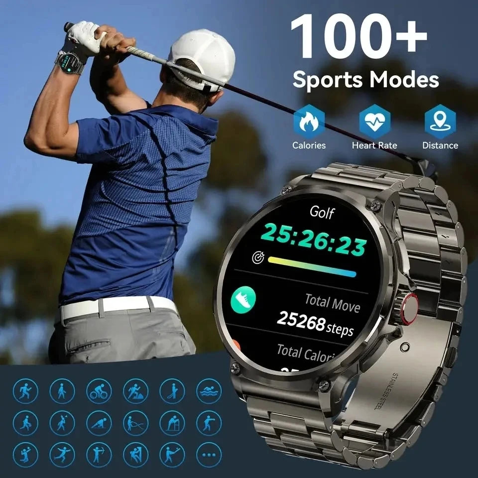 2025 Military 1.85-inch Ultra HD Smart Healthy watch GPS Bluetooth Call 710Mah Battery Sports Fitness smartwatch For IOS Android