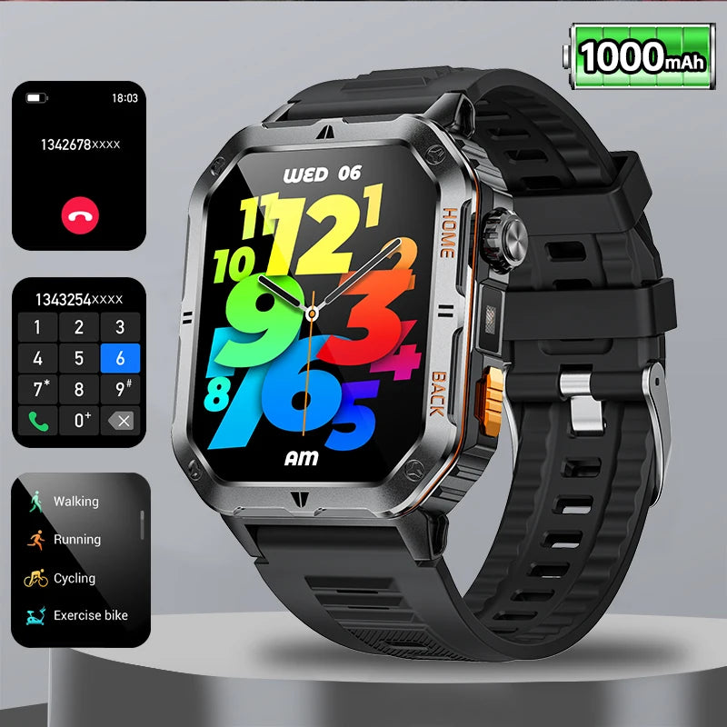 BOALZETD New 1000mAh Battery Voice Assistant SmartWatch For Xiaomi Men GPS Sports swim 3ATM BT Call Health monitor Smartwatch