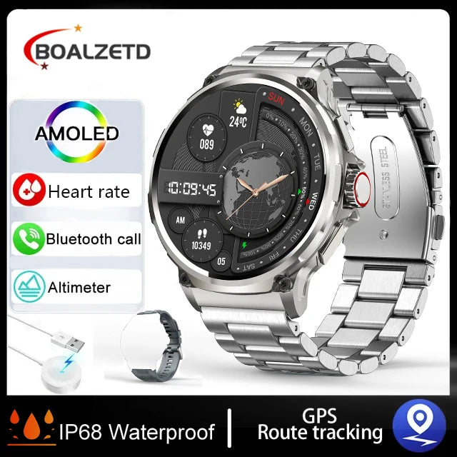2025 Military 1.85-inch Ultra HD Smart Healthy watch GPS Bluetooth Call 710Mah Battery Sports Fitness smartwatch For IOS Android