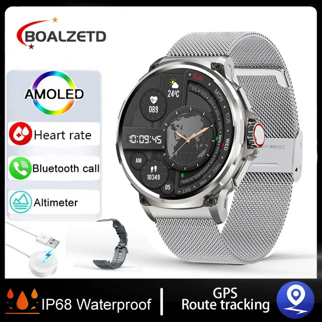 2025 Military 1.85-inch Ultra HD Smart Healthy watch GPS Bluetooth Call 710Mah Battery Sports Fitness smartwatch For IOS Android