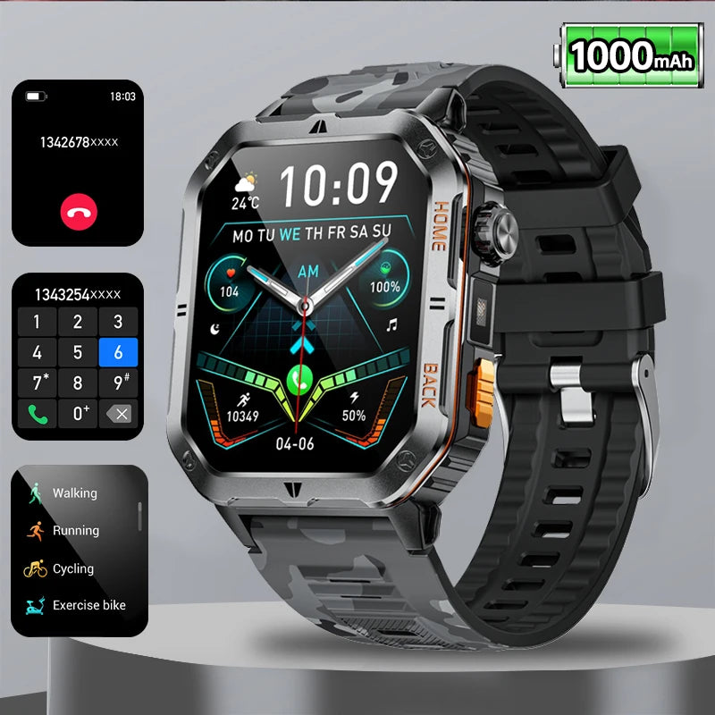 BOALZETD New 1000mAh Battery Voice Assistant SmartWatch For Xiaomi Men GPS Sports swim 3ATM BT Call Health monitor Smartwatch