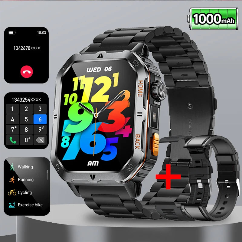 BOALZETD New 1000mAh Battery Voice Assistant SmartWatch For Xiaomi Men GPS Sports swim 3ATM BT Call Health monitor Smartwatch